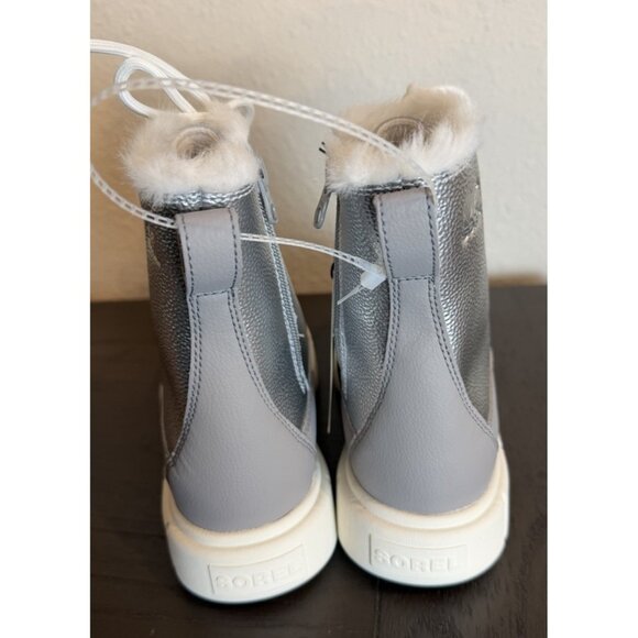 Sorel Explorer Big Kids Size 5  Lace Up Waterproof Winter Boots, Silver, - Picture 8 of 11